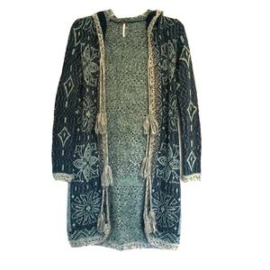 Free People Tassel pom pom cardigan XS